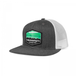 Emblem-Headwear_5560-Flat-Bill-Trucker_7-Hills-Brewing_Heather-Charcoal_Front