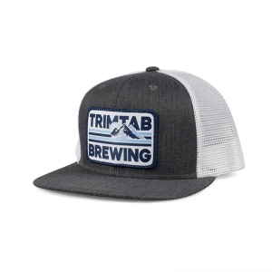 Emblem-Headwear_5560-Flat-Bill-Trucker_Trimtab_Heather-Charcoal_Front