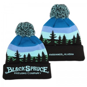 Black Spruce knit pom beanie.