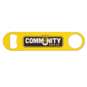 Yellow powder coated opener with 2-color screen print