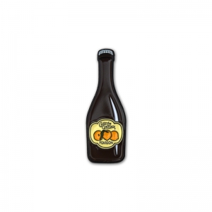 Creature Comforts bottle shaped lapel pin.