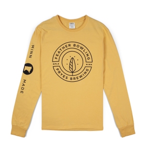 Pryes_Long-Sleeve-Tee-Shirt_Feather-Bowling_Yellow_Front