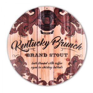 Toppling Goliath round wood sign