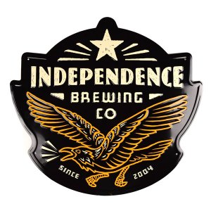 Independence Brewing custom shape embossed tacker