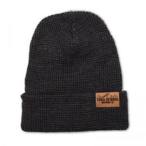 Tioga Sequoia waffle knit beanie with folded leather tag