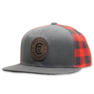 Country Malt grey flat bill with buffalo plaid back