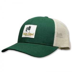Barley Naked green trucker with woven label
