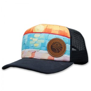Big Beach sublimated foam trucker with leather patch