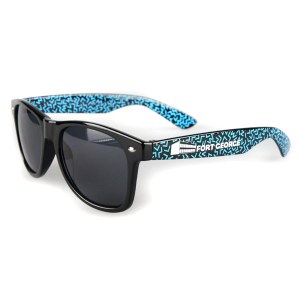 Fort George black sunglasses with inner and outer arm prints